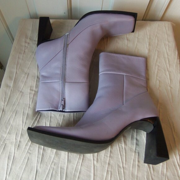 Topshop Square Toe High Ankle Boots Pale Purple sz 40 - Picture 12 of 15